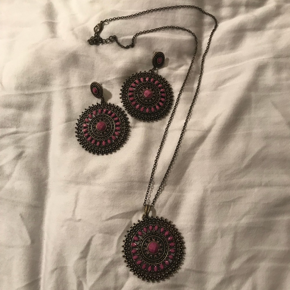 Park Lane purple pendant necklace and earrings